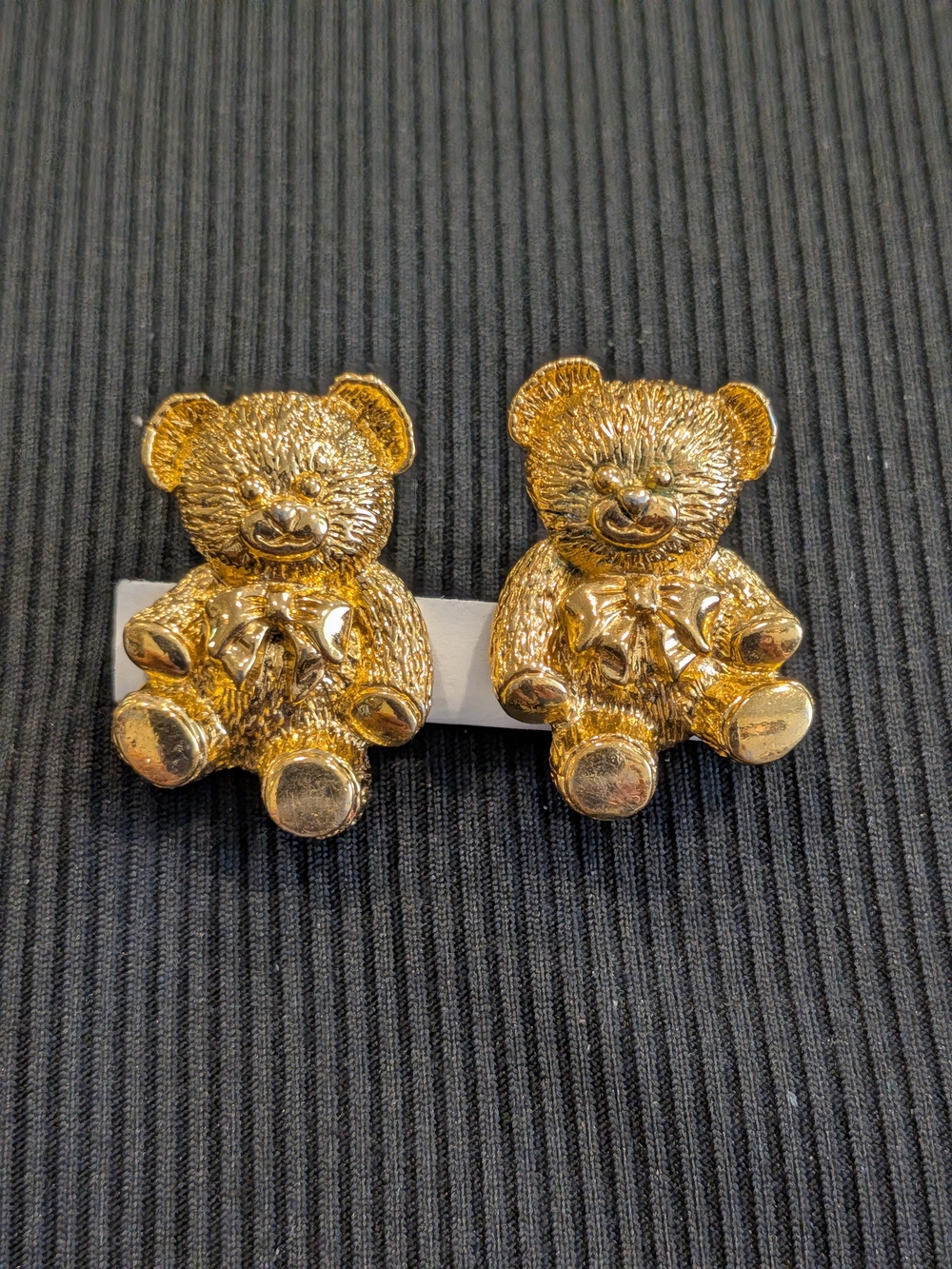 B#3:Gold Tone Teddy Bear Clip On Earrings Christmas Bears 2006s